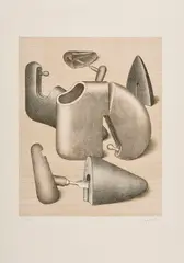 Konrad Klapheck, Der Harem, 1967/68, Farblithografie auf Büttenkarton