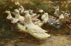 Alexander Koester, "Zur Fütterung", Öl auf Leinwand
