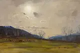 Alexander Koester, Frühlingslandschaft bei Brixen, Öl auf Leinwand