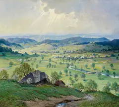 Karl Hauptmann, Frühlingstag im Schwarzwald, Öl auf Holz