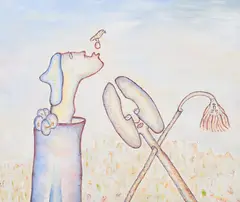 Peter Bömmels, "Friedensstifter", 1995, Öl auf Holz