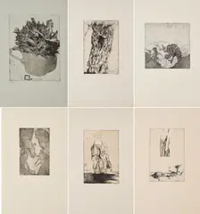 Horst Janssen, Hokusai's Spaziergang. Traktat über die Herstellung einer Radierung, 1971/72, Mappenwerk mit 46 Radierungen auf Bütten