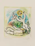 Ohne Titel. Aus: Sur la terre des dieux by Marc Chagall, 1967, Farblithografie auf Arches, sold Jun 2022