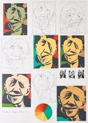 Pol Bury, Etudes pour les Demoiselles d'Avignon (Aus: Hommage à Picasso), 1973, Farbserigrafie auf Velin