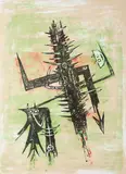 Acide doux (Aus: Hommage à Picasso) by Wifredo (Wifredo Óscar de la Concepción Lam y Castilla) Lam, 1973, Farblithografie auf BFK RIVES (Wasserzeichen), sold May 2022