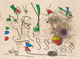 Joan Miró, Aus: Hommage à Picasso, 1972, Radierung und Farbaquatinta auf Arches (Wasserzeichen)