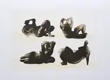 Henry Moore, Four reclining Figures (Aus: Hommage à Picasso), 1973, Farblithografie auf Velin