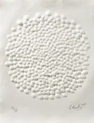 Günther Uecker, Planetarische Vision I, 2005, Prägedruck auf Büttenkarton
