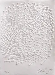 Spirale by Günther Uecker, 2010, Prägedruck auf Bütten, sold Sep 2022