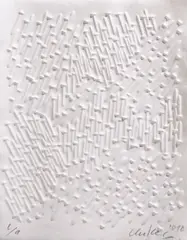 Ohne Titel by Günther Uecker, 2010, Prägedruck auf Bütten, sold Sep 2022