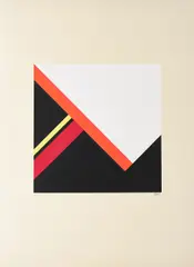 Walter Dexel, Diagonalkonstrukt im Quadrat I, 1971, Farbserigrafie auf chamoisfarbenem Bütten