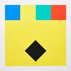 Camille Graeser, Disloziertes schwarzes Element, 1972, Farbserigrafie auf leichtem Karton