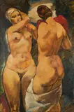 Arthur Brusenbauch, "Doppelakt", Ca. 1919, Öl auf Papier