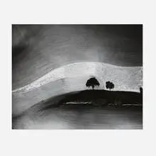 William Garnett, Two Trees on Hill with Shadows, Paso Robles, CA, 1974, vintage gelatin silver print