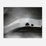 William Garnett, Two Trees on Hill with Shadows, Paso Robles, CA, 1974, vintage gelatin silver print