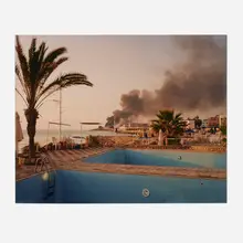 Simon Norfolk, Storage Depot for Powerstation Jiyeh, From Sand's Rock Resort, Lebanon, 2006, C-print mounted to Sintra