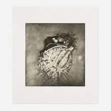 Robert ParkeHarrison, Consumption (from the Exhausted Globe suite), 1997, photogravure, hand-coated with beeswax