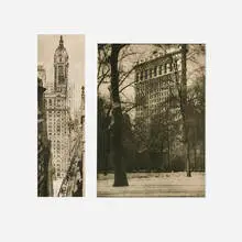 Alvin Langdon Coburn, The Flatiron Building; The Singer Building, Noon (two works from the New York portfolio), photogravure