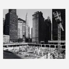 Bob Thall, Lake Street East of Michigan Avenue, View Northwest Through Illinois Center Construction, Chicago, 1980, gelatin silver print