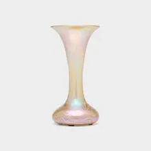 Decorated vase by Quezal, c. 1910, hand-blown glass, sold Jul 2025
