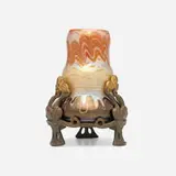 Franz Hofstötter for Loetz, Rare Phänomen vase (Gre 358) with mount, c. 1900, hand-blown glass, gilt bronze