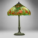 Wilkinson Co., Nasturtium table lamp, c. 1910, leaded glass, patinated metal