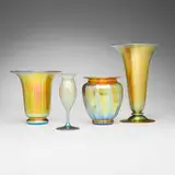 Collection of four vases by Alexander Joseph von Steuben, c. 1910, hand-blown Aurene glass, sold Jul 2025