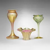 Union Glass Company, Collection of three Kew Blas vessels, c. 1920, hand-blown glass