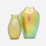 Astartig and Silberiris vases, set of two by Loetz, c. 1900, 1904, hand-blown glass, sold Jul 2025