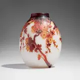 Fine and Large vase with apple blossoms by Galle, c. 1920, acid-etched cameo glass, sold Jul 2025