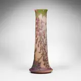 Monumental vase with wisteria by Galle, c. 1930, acid-etched cameo glass, sold Jul 2025