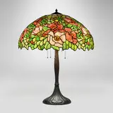 Rare poppy lamp shade by Unique Art Glass & Metal Company, c. 1905, leaded glass, patinated metal, sold Jul 2025