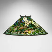 Tiffany Studios, Dogwood chandelier shade, c. 1910, leaded glass, patinated bronze