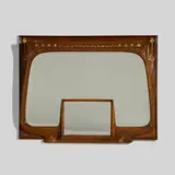 Art Nouveau, Wall-hanging mirror, c. 1900, mahogany, mirrored glass, marble inlay, brass inlay