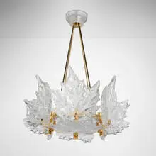 Lalique, Champs-Élysées chandelier, molded and frosted glass, brass