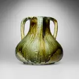 Large Favrile Pottery vase by Tiffany Studios, 1904-14, glazed earthenware, sold Jul 2025