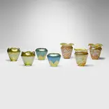Collection of seven shades by Loetz, c. 1902, hand-blown glass, sold Jul 2025