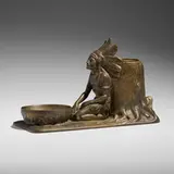 Indian Chief smokers companion by Tiffany Studios, c. 1910, acid-etched and gilt bronze, sold Jul 2025