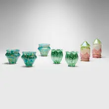 Bohemian, Collection of seven shades, c. 1910, hand-blown glass