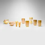 Quezal, Collection of nine shades, c. 1910, hand-blown glass