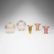 Bohemian, Collection of five shades, c. 1910, hand-blown glass