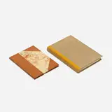 Roycroft, Books, set of two, 1900, 1/4 cloth bound book, Whatman paper, 3/4 leather-bound book, Imperial Japan vellum, felt