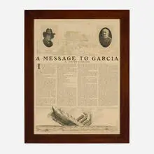 Roycroft, Frame with A Message to Garcia print, c. 1915-18, oak, offset lithograph