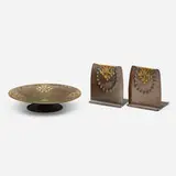Roycroft, Collection of Etruscan desk articles, c. 1925, patinated and handwrought copper, brass