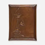 Roycroft, Large and Rare tray with poppies, c. 1910, patinated and handwrought copper