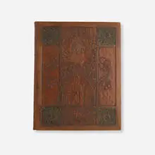 Elbert Hubbard, Little Journeys to the Homes of Famous Women, 1905, modeled leather-bound book, suede