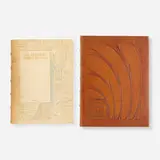 Roycroft, Books, set of two, modeled leather-bound books, Boxmoor, Roycroft paper