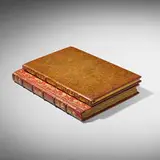 Roycroft, Books, set of two, full leather-bound book with gilding, Kelmscott paper, Japan vellum