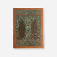 Elbert Hubbard, The Man of Sorrows, 1904, modeled leather-bound book, Japan vellum, silk