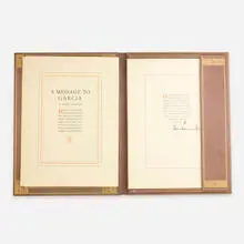 Elbert Hubbard, A Message to Garcia (Folio Edition), 1926, full leather-bound book with gilding, Japan vellum, silk